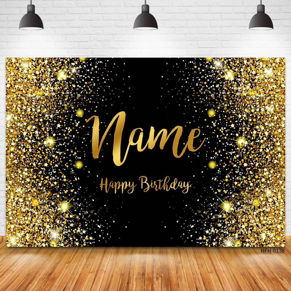 Custom Name Gold Glitter Birthday Party Banner Backgrounds Baby Shower  Child Kid Name Diy Photography Backdrop Photo Studio Prop - Backgrounds -  AliExpress