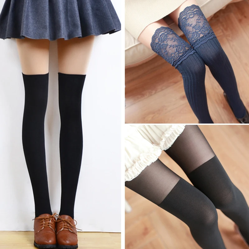 3Pairs Long Socks For Women Girls Fashion Winter Stockings -7540