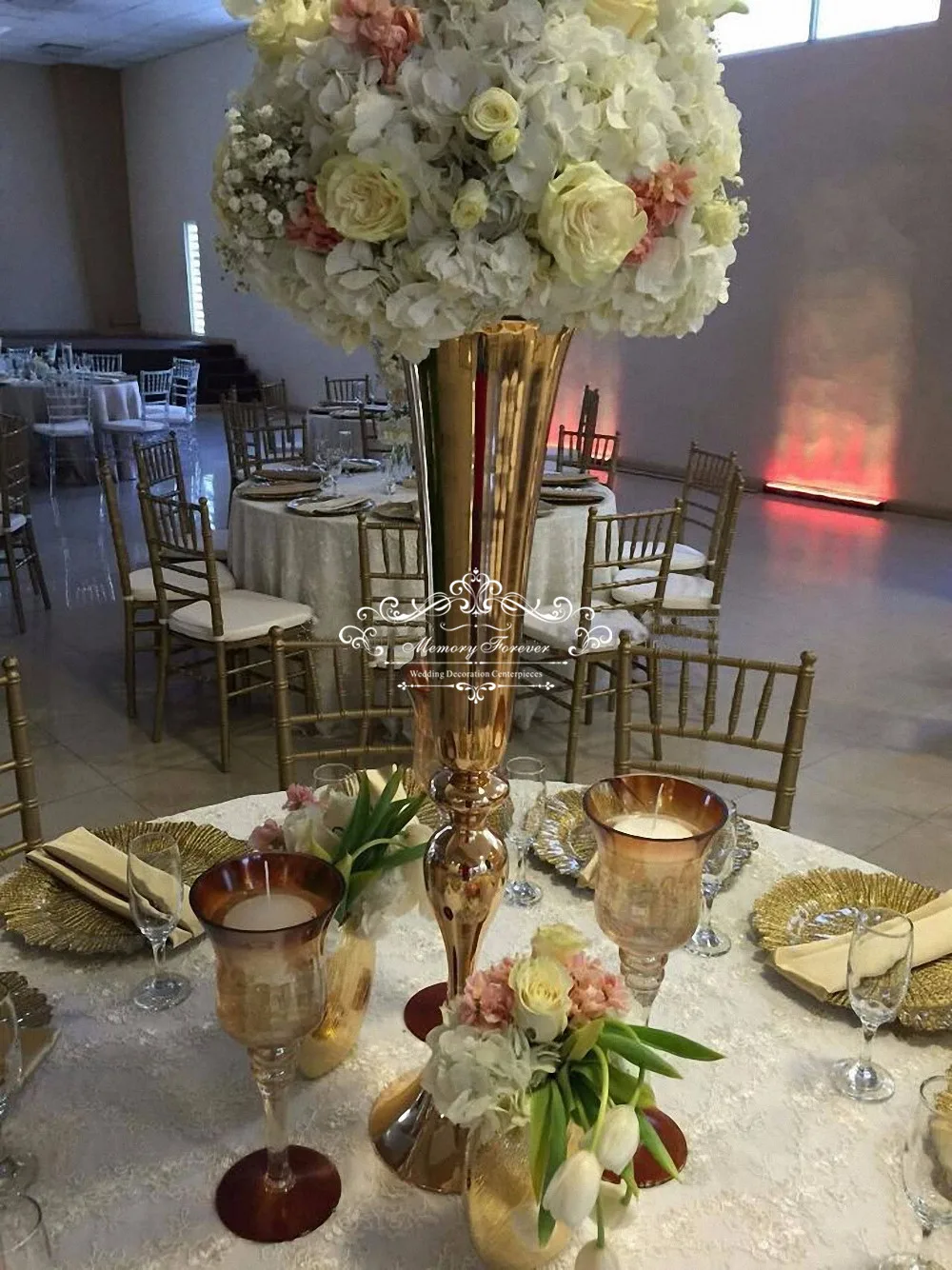 98 Cm Tall Wedding Flower Vase Centerpiece Vase Gold Silver Trumpet