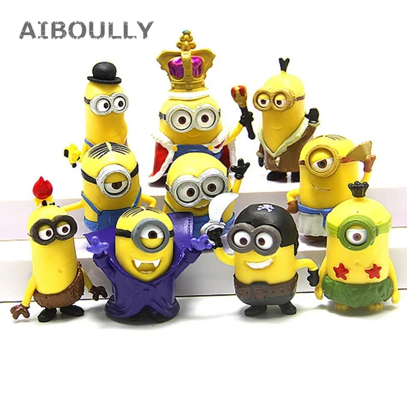 10pcs/set Minions Figurines Toys 3D Eye Mini Despicable Me Minion PVC ... - 10pcs Set Minions Figurines Toys 3D Eye Mini Despicable Me Minion PVC Action Figure Toys Anime