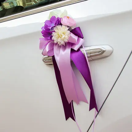 Silk rose+ribbon flower decoration for car wedding car decoration wIth ...