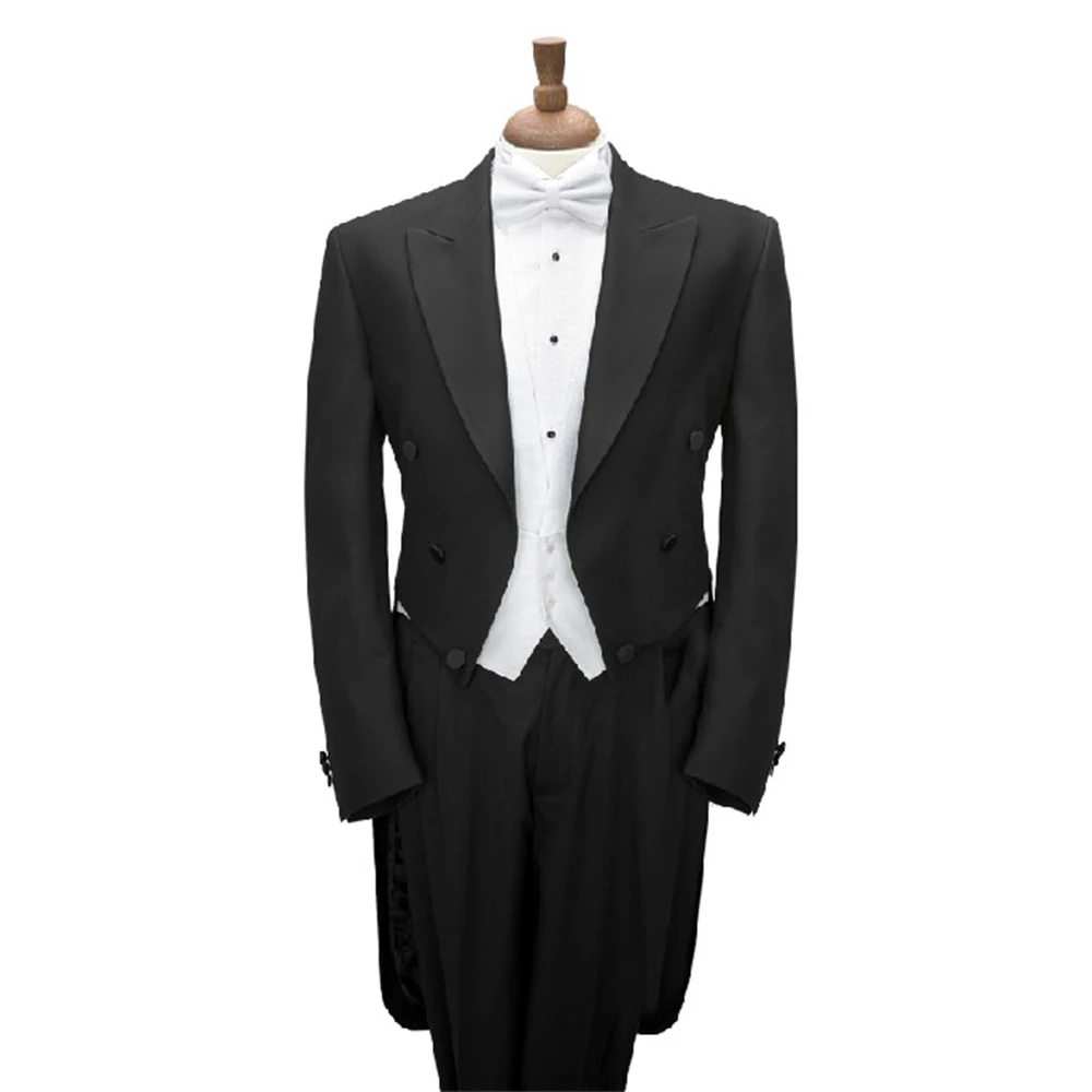 Custom Made To Measure BLACK TAILCOAT WITH WHITE VEST 