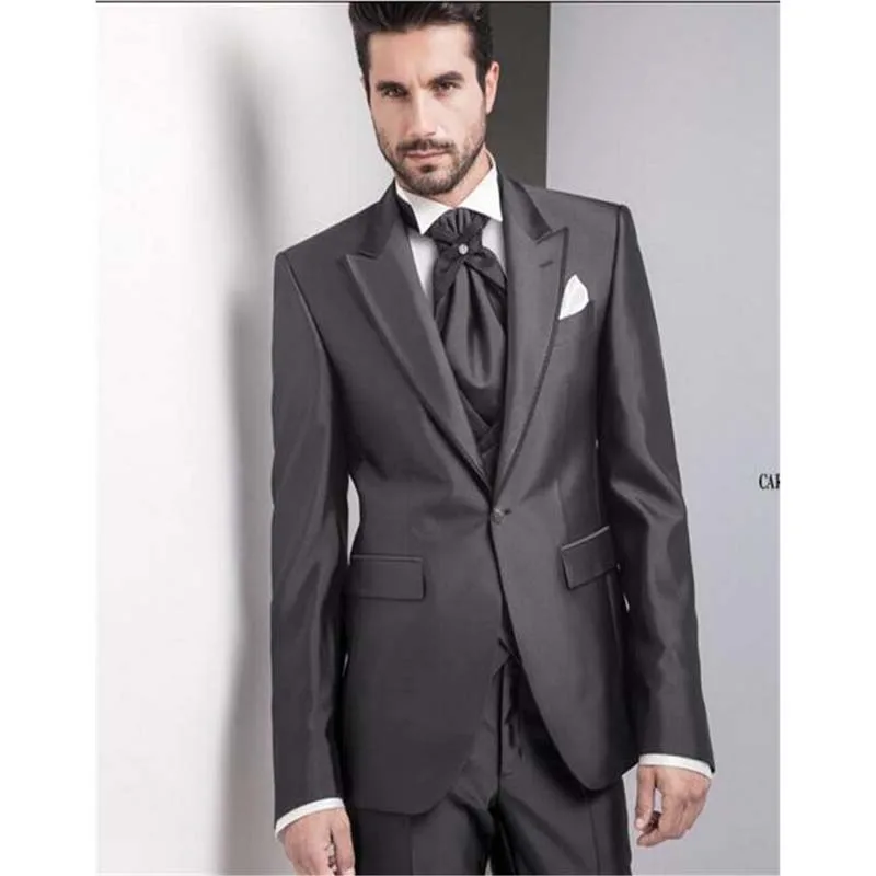 Custom Made Shinny grey High Quality Tailcoats Suit Blazer 