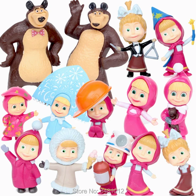 Cartoon Masha & The Bear Masha and Bear Misha PVC Action Figures ...