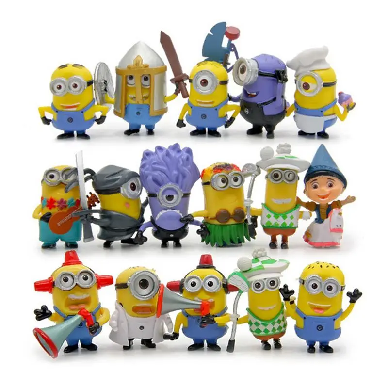 16pcs/lot Minion Mini Figures Toys Despicable Me 2 3D Minions Cosplay ... - 16pcs Lot Minion Mini Figures Toys Despicable Me 2 3D Minions Cosplay PVC Action Figure Anime