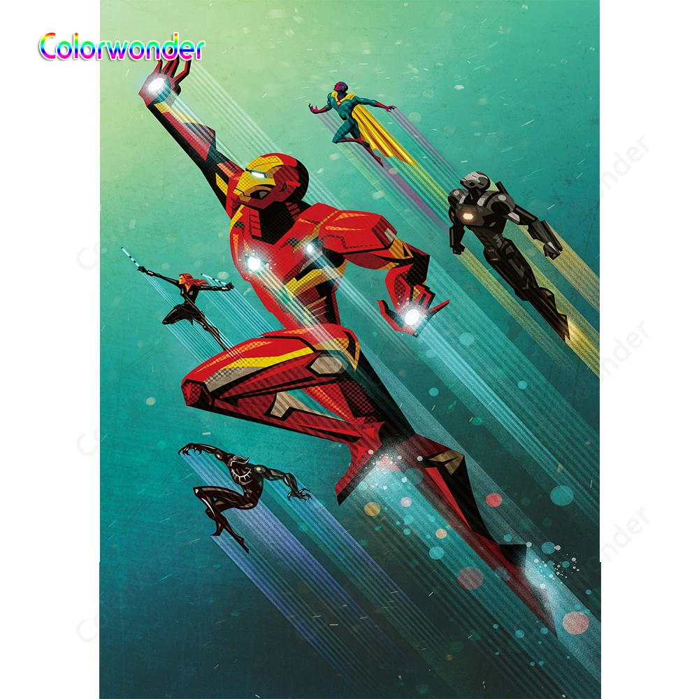 Oil Painting Superhero Theme Photography Background Iron Man Black Widow  And Other Hero 5x7ft Green Birthday Backdrops With Dots - Backgrounds -  AliExpress