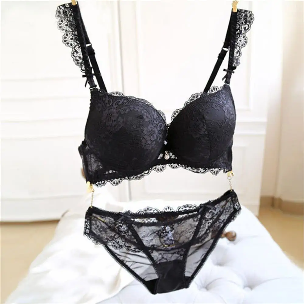 Girl Lady Sexy Lace 3/4 Cup Push Up Bra Underwear Set