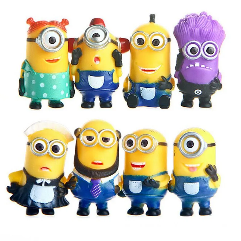 8PCS/lot Despicable Me 2 Minions Action Figure Toy Sets Christmas Gifts ... - 8PCS Lot Despicable Me 2 Minions Action Figure Toy Sets Christmas Gifts 3D Eyes 5cm Minion