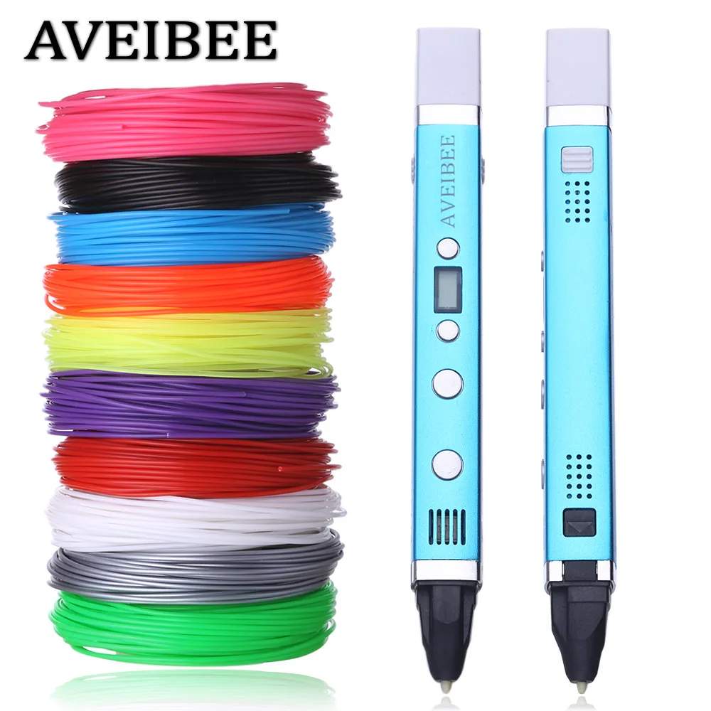 2018 New Magic Model 3D Printer Pen Drawing 3 D Pens With 100M 10 Color PLA Filaments Printing Pens For Birthday Gift