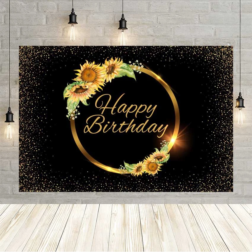 Avezano Sunflower Backdrop For Photography Birthday Party Decor Glitter  Black Gold Dot Photocall Background Photo Studio Banner - Backgrounds -  AliExpress