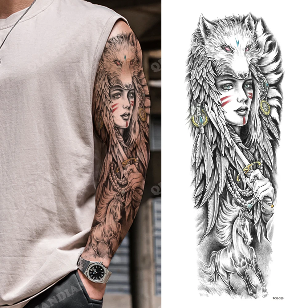 Indian Wolf Headdress Tattoo