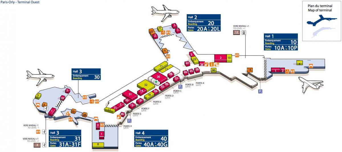 Kaart van die Wes-Orly lughawe