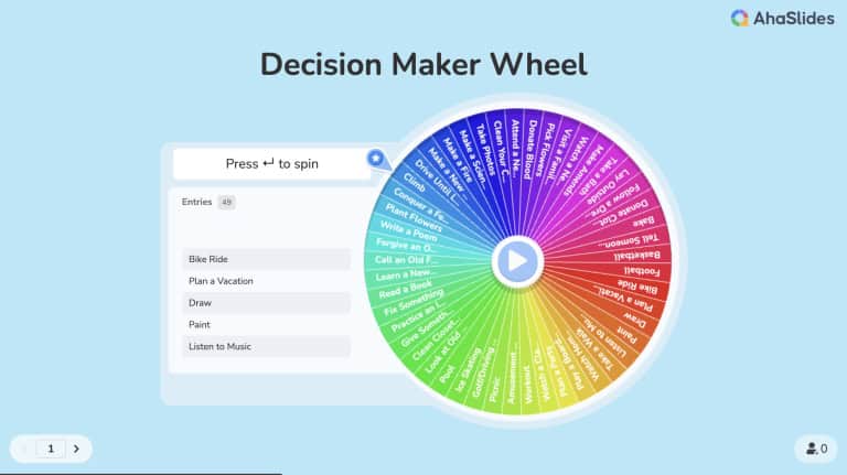 AhaSlides decision maker wheel