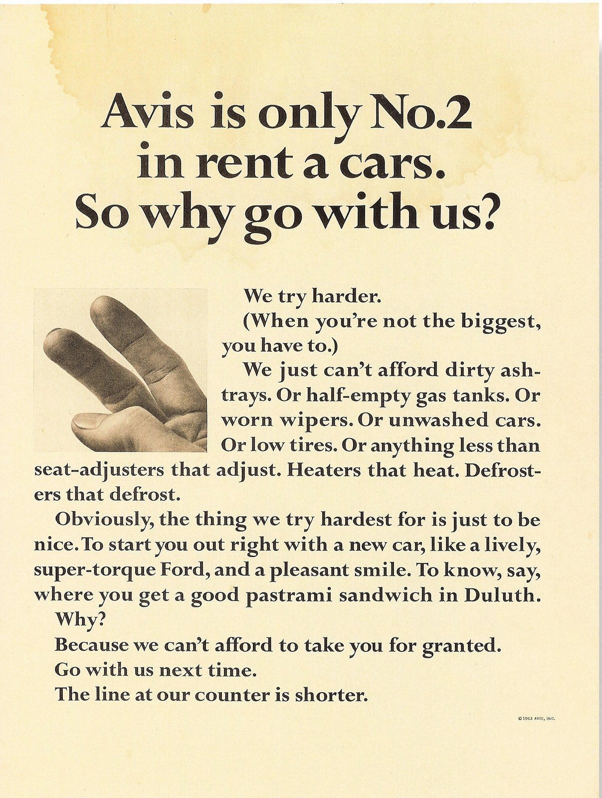 Example of brilliant positioning (Avis)