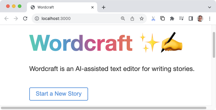 Стартовый экран Wordcraft