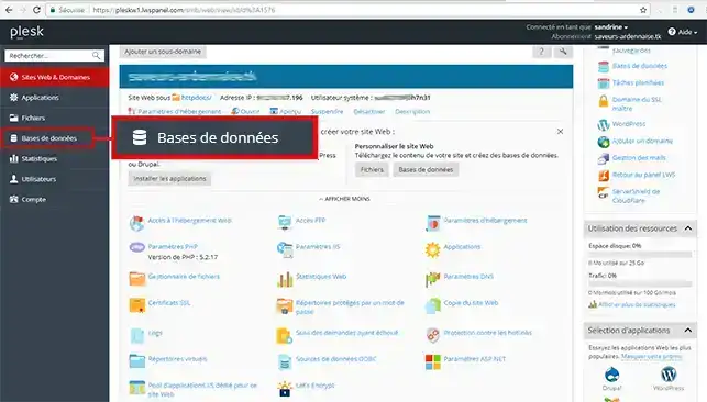 Comment créer une base de données dans Plesk ?