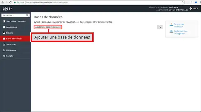 Comment créer une base de données dans Plesk ?