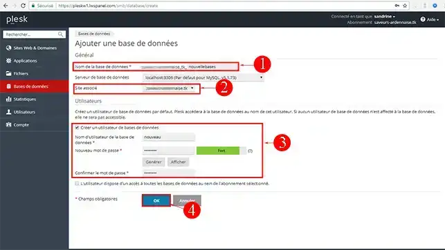 Comment créer une base de données dans Plesk ?