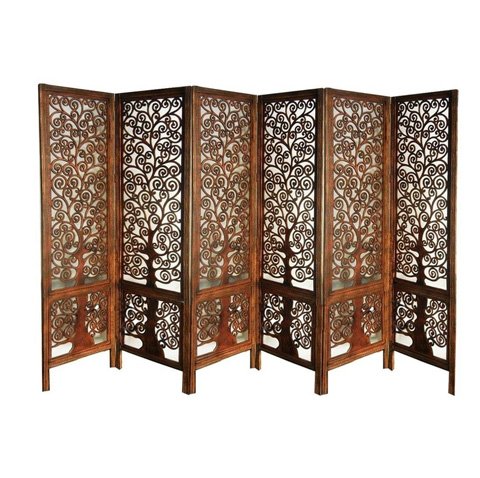 Short Wooden Carved Room Divider