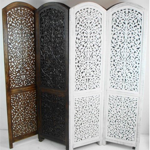 Carved Room Divider Two Panel