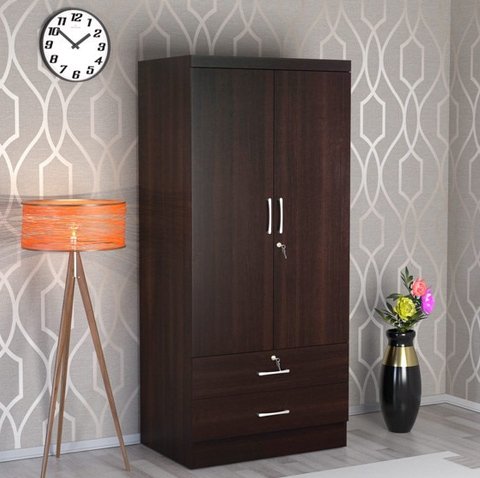 2 Door Wardrobe with 2 Drawers in Wenge Finish