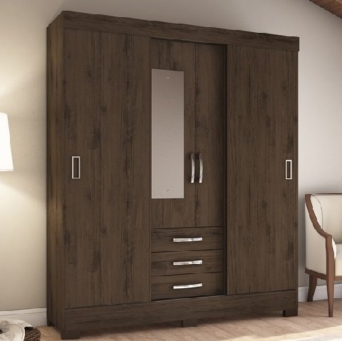 3 Door Wardrobe with Loft in Wenge Finish