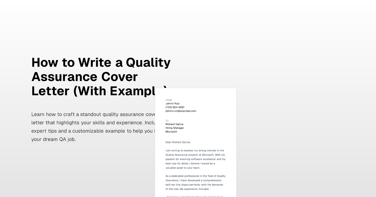 How to Write a Quality Assurance Cover Letter (With Example)