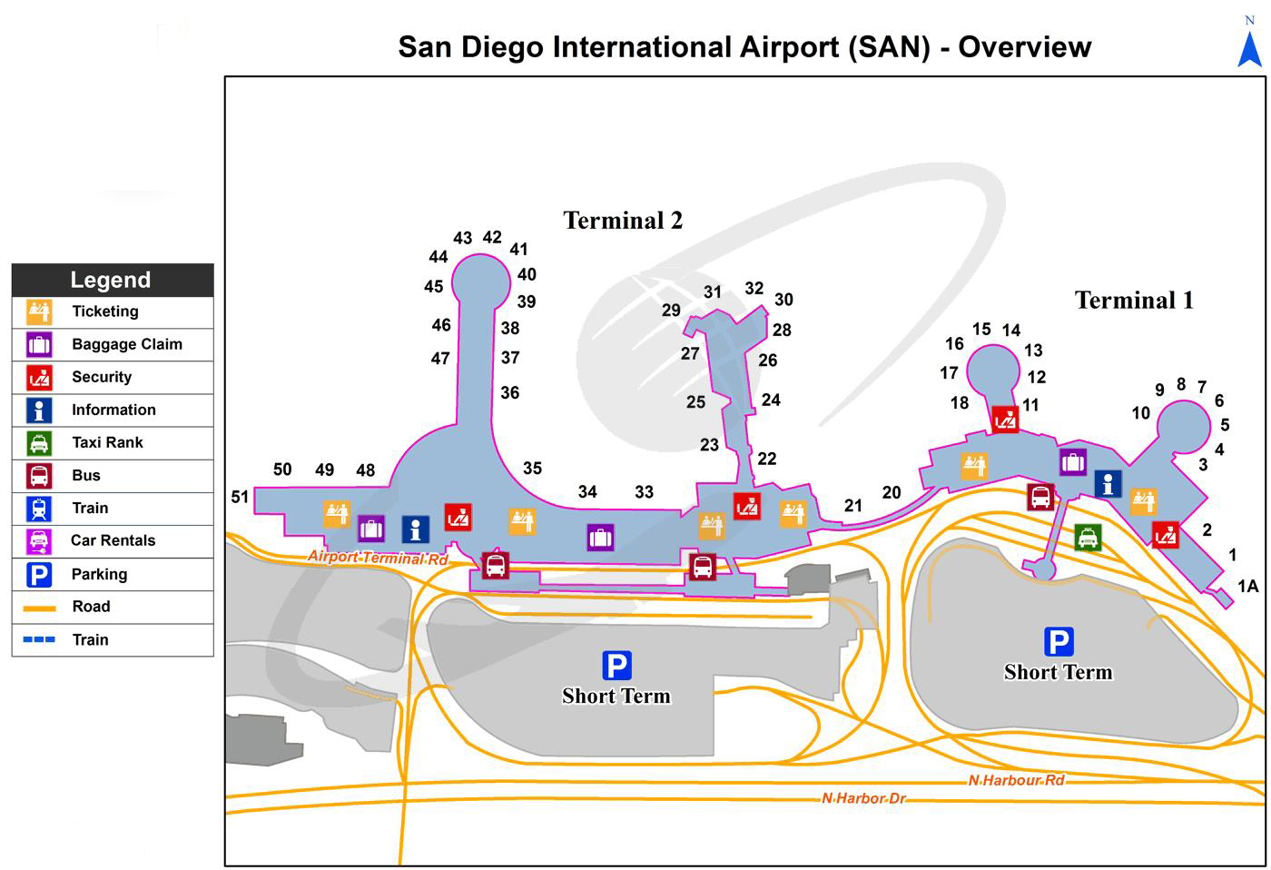 San Diego Airport Terminal 2 Map - China Map Tourist Destinations