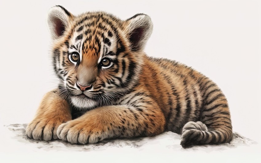 Captivating Tiger Cub Illustration in Hyper-Detailed Style