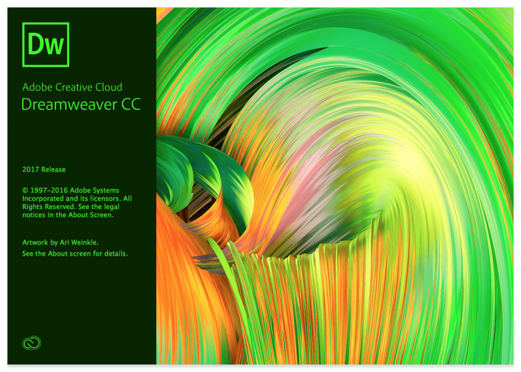 Adobe Dreamweaver 2017 Splash Screen