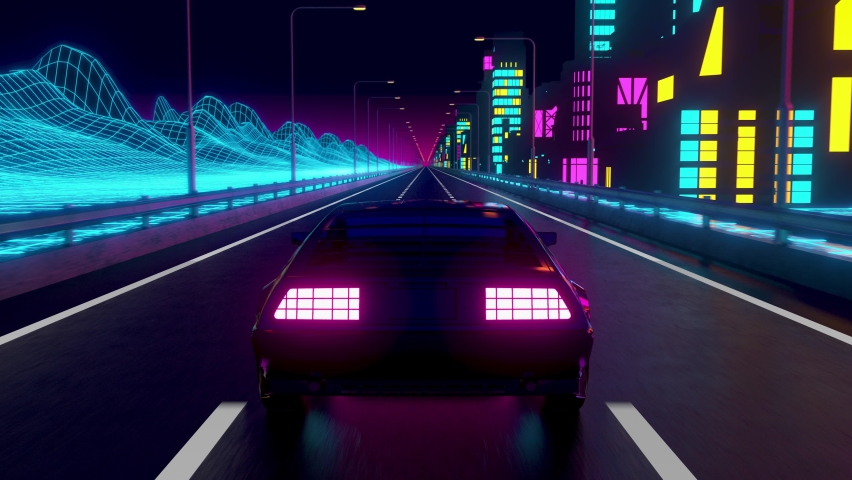 80s Retrowave Background 3d Animation Futuristic Stock Footage Video ...