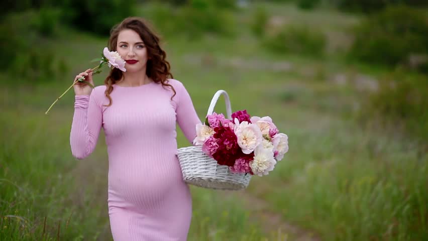 Beautiful White Pregnant Woman with Stock Footage Video (100% Royalty ...