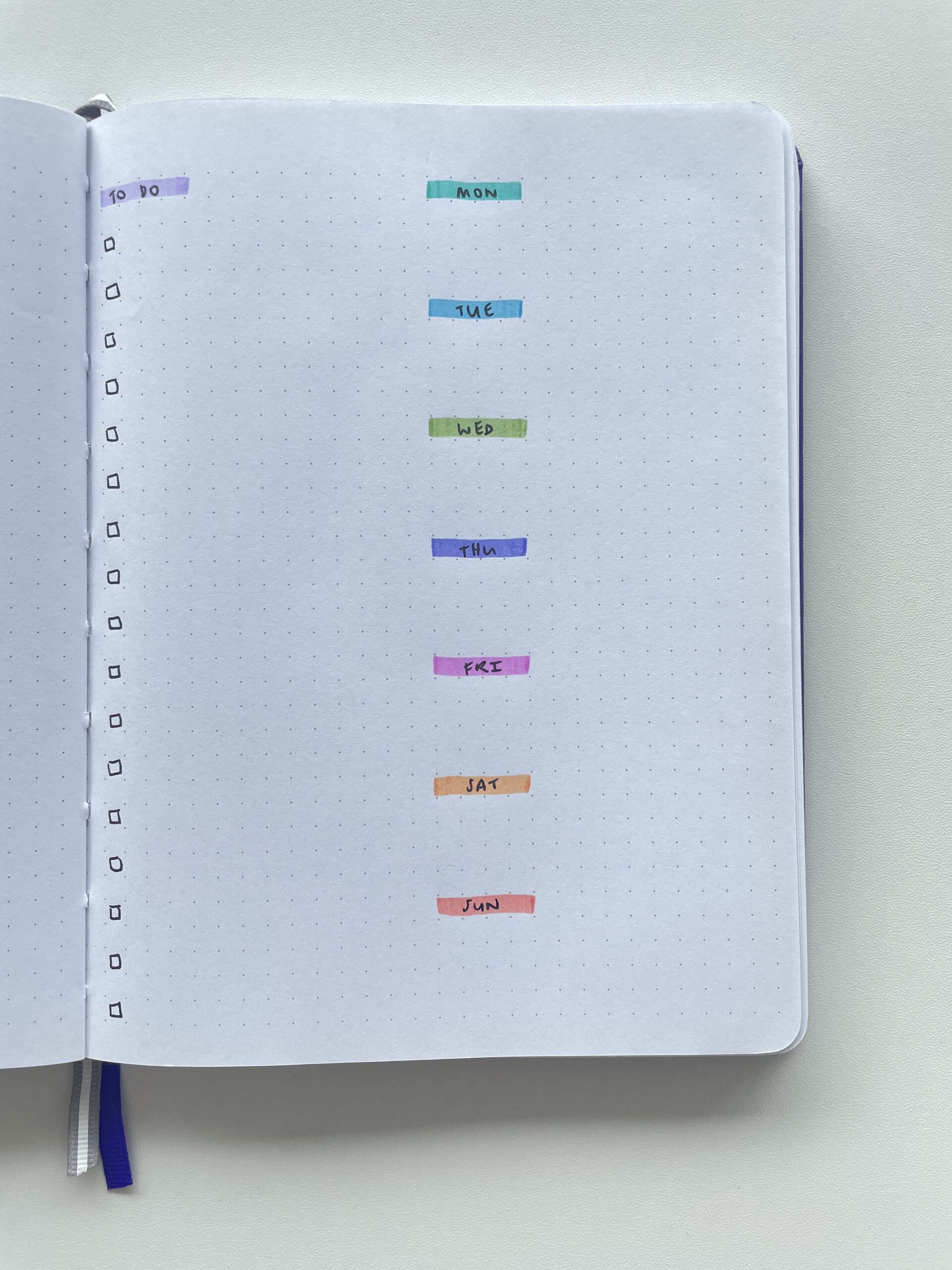 zebra mildliners bullet journal spread simple quick easy layout ideas 1 page weekly spread bullet journaling minimalist