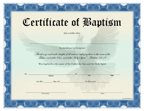 Printable Christening Certificate Templates