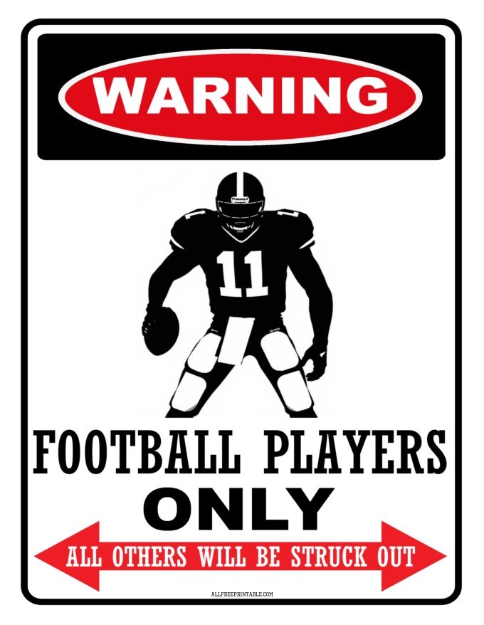 Free Printable Football Players Only Sign