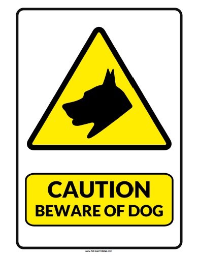 Beware Of Dog Printable Sign