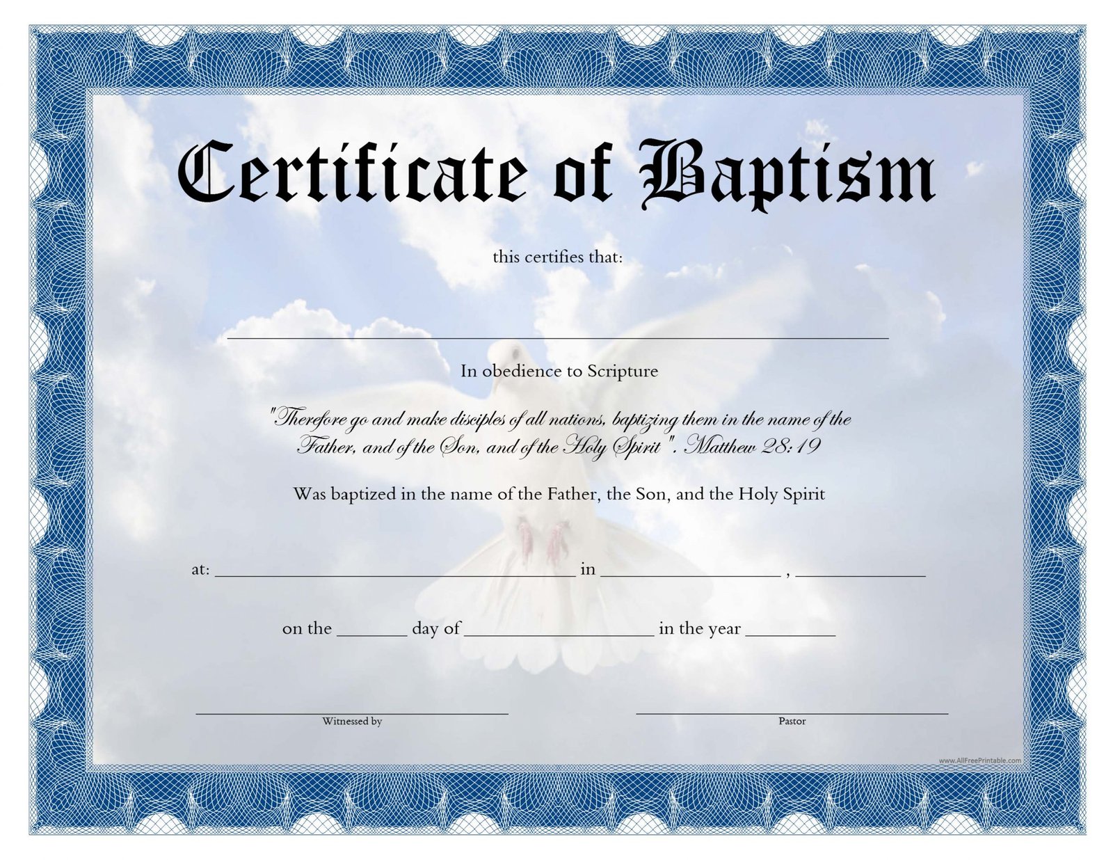 Examples Of Baptism Certificates at Kristine Medley blog