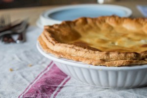 cheese potato and leek pie ready to serve