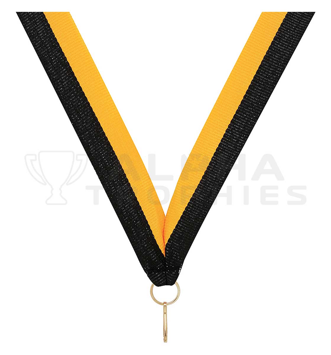 Black / Gold V Neck Ribbon