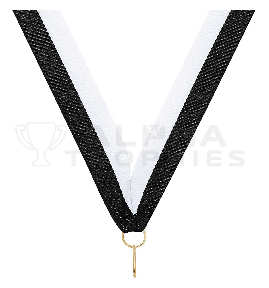 Black / White V Neck Ribbon