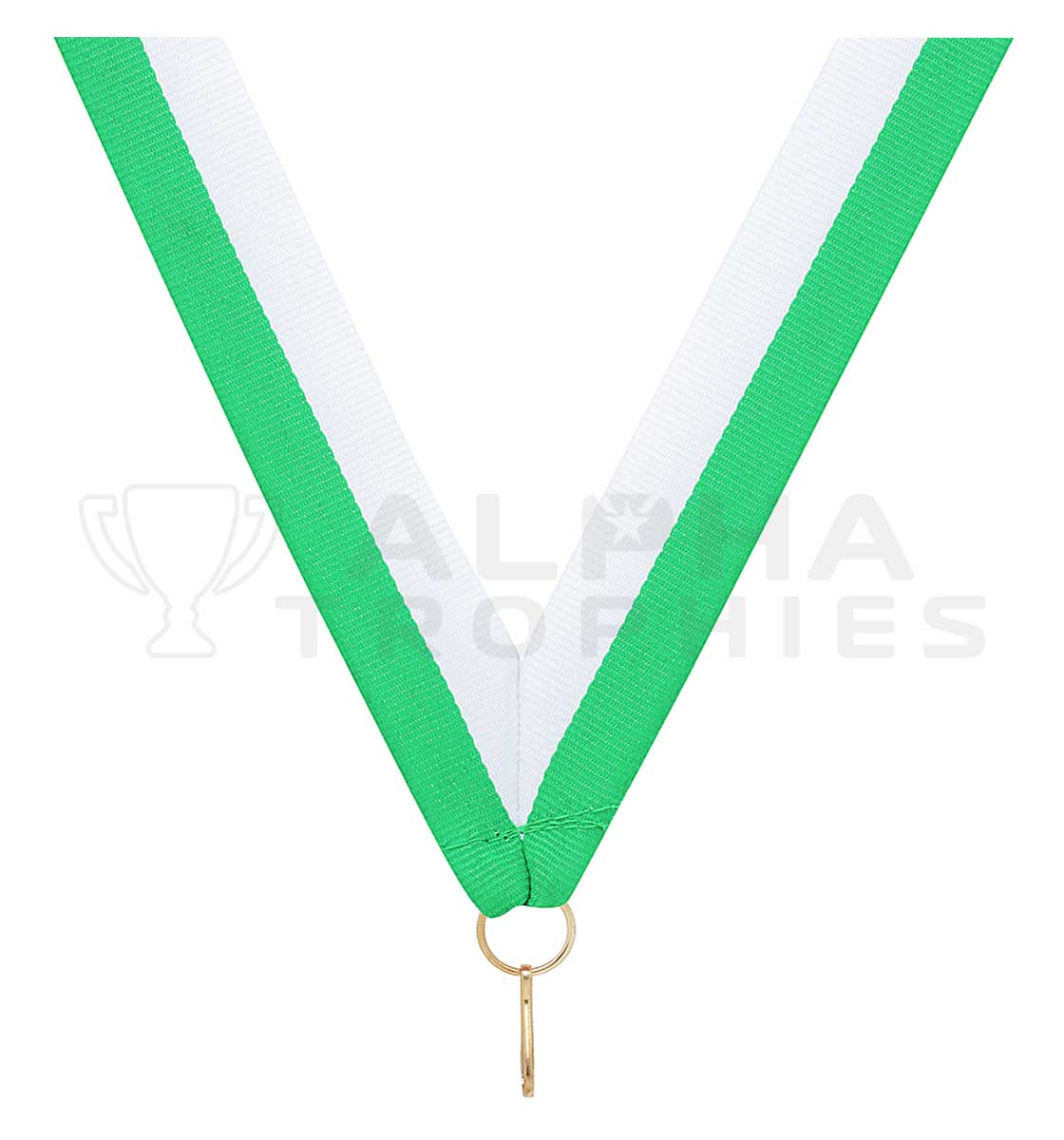 Green / White V Neck Ribbon