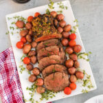 Beef Tenderloin on a white platter