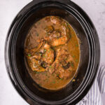 Overhead photo of Crockpot Pork Chops in a Crockpot