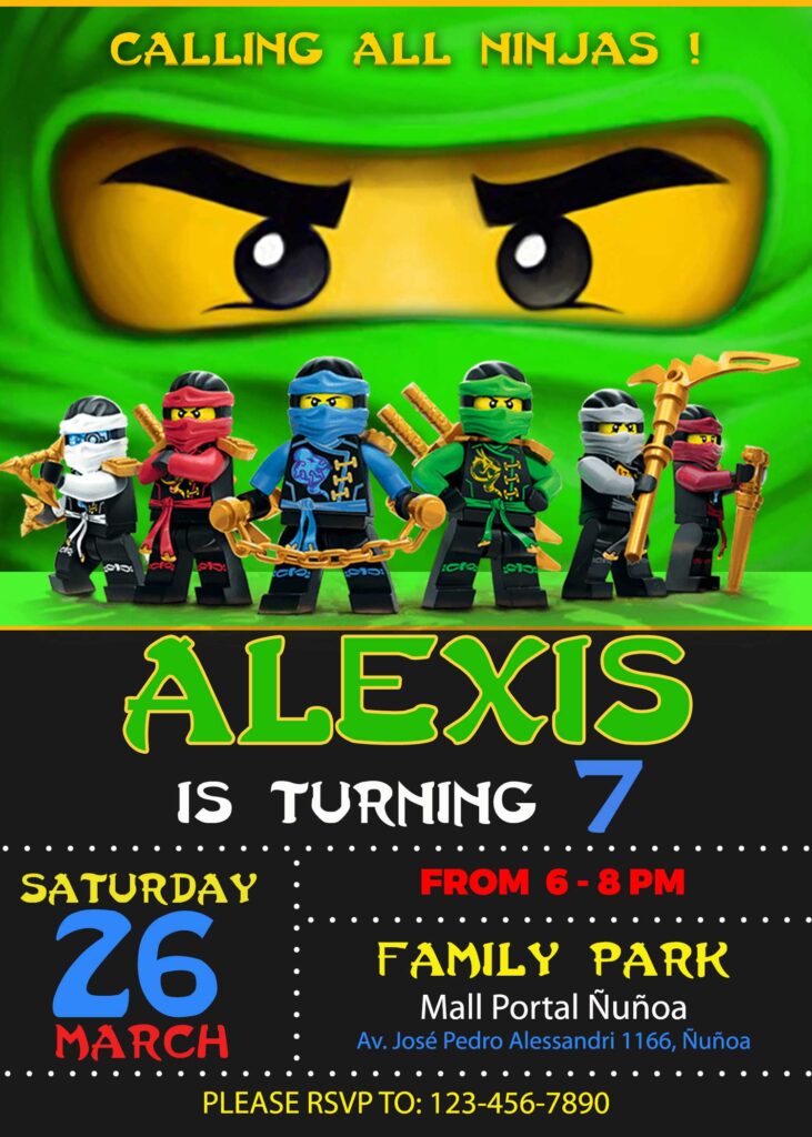 dinyehe free printable lego ninjago birthday invitations - lego ninjago ...