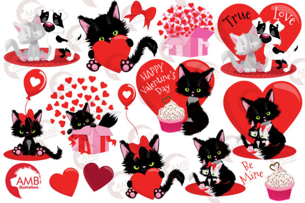 Valentine Cats Clipart