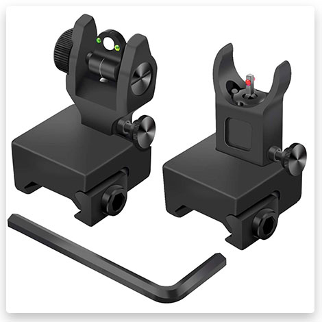 AWOTAC Tactical Fiber Optics Low Profile Flip up Iron Sight