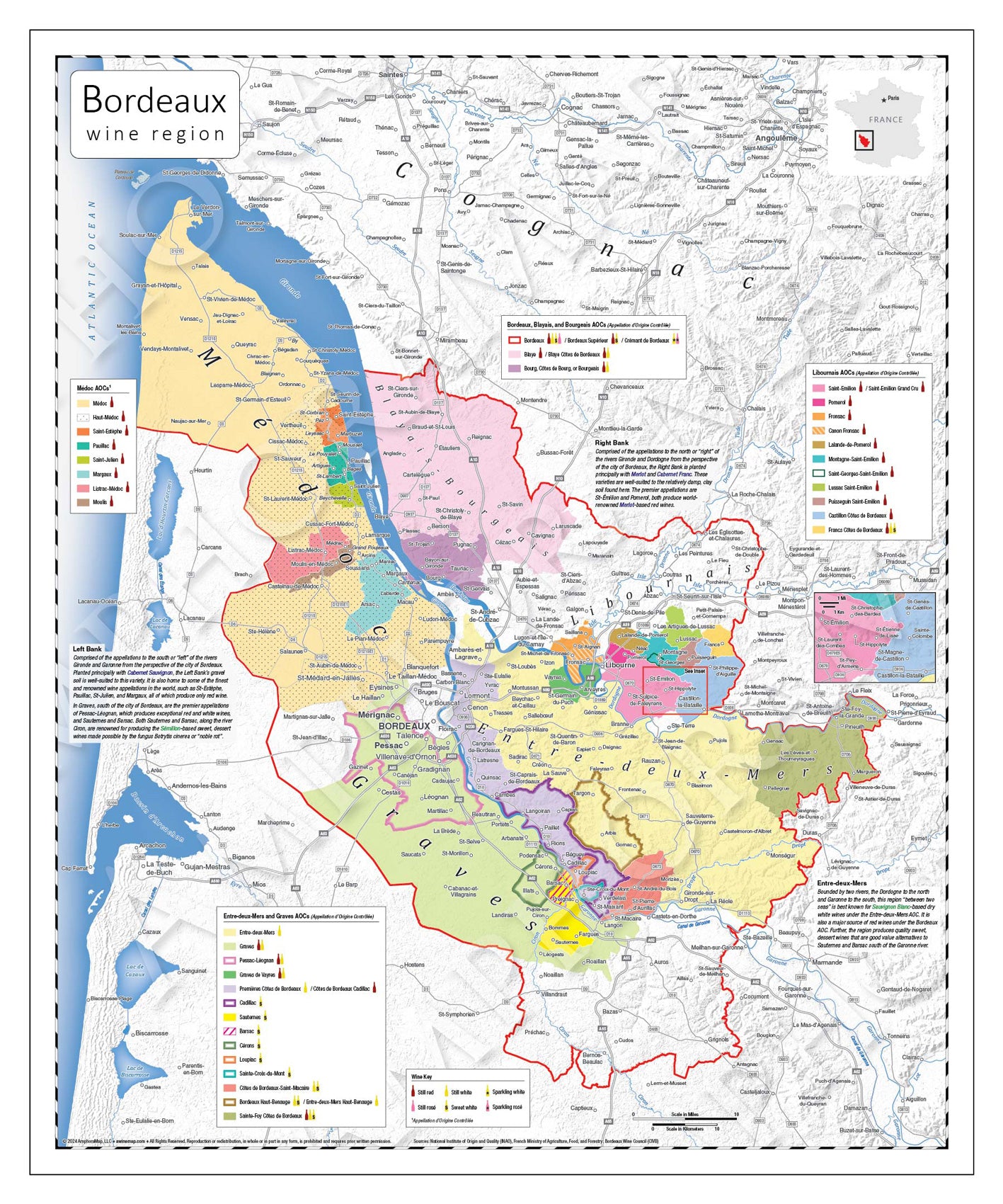 Bordeaux Wine Map - AmphoraMap