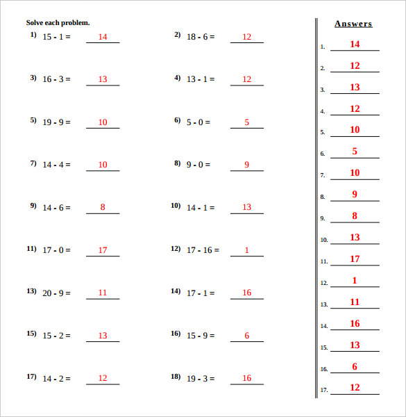 Math Common Core Worksheet