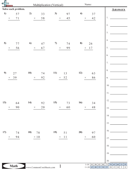 Common Core Sheets Multiplication | amulette