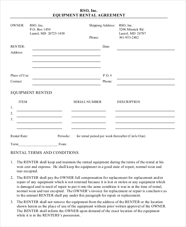 equipment lease agreement template free Akba.katadhin.co